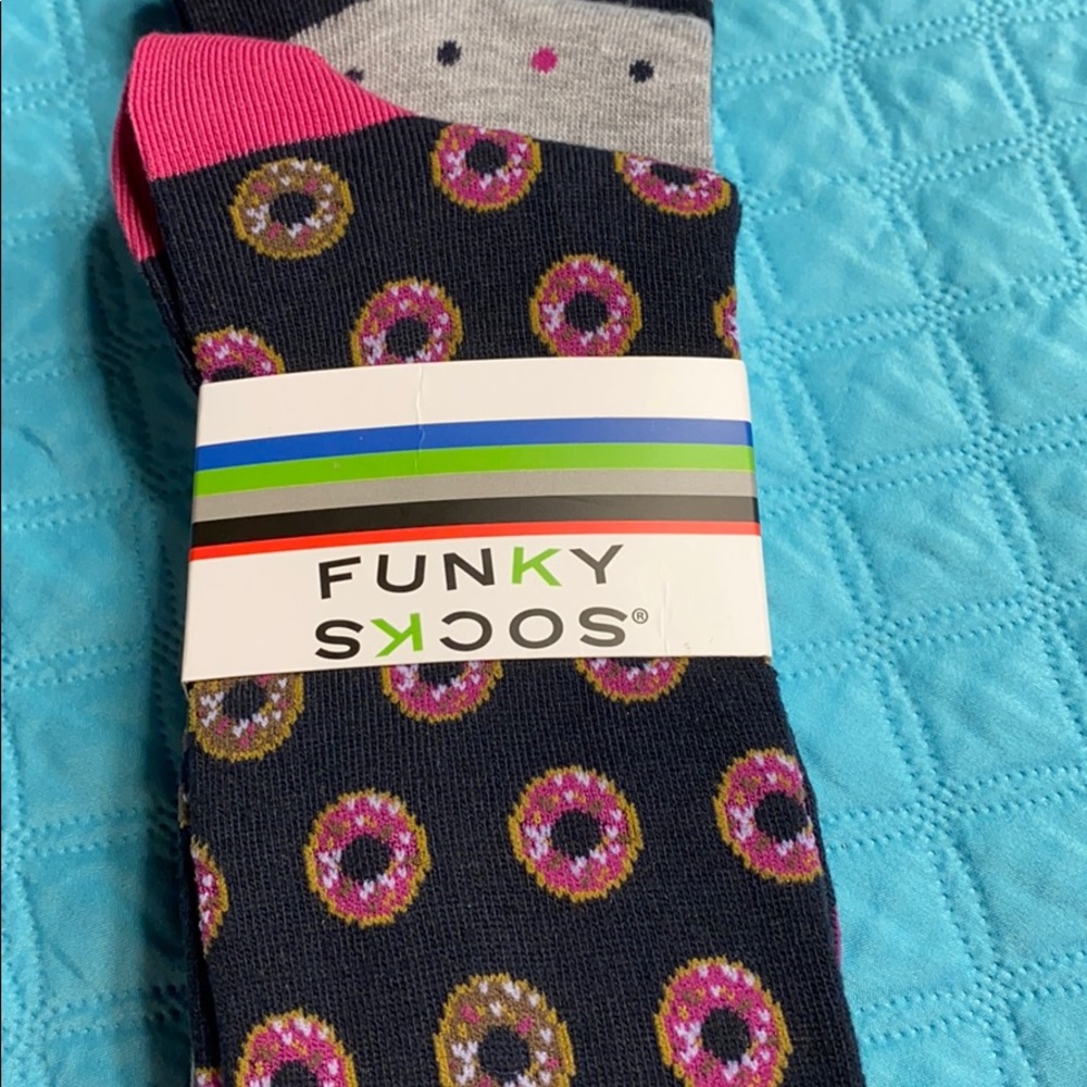 NWT Funky Socks 3 pack Gray w Donuts, Polka Dots